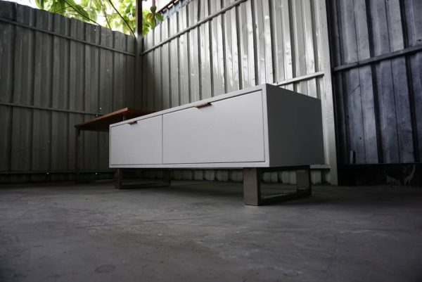 TV Console with Elevated Wood Extension Top - Image 5