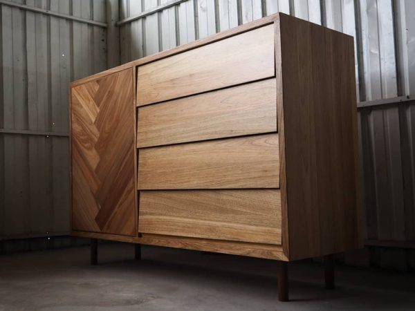 Side Board with Herringbone Door Design - Image 5