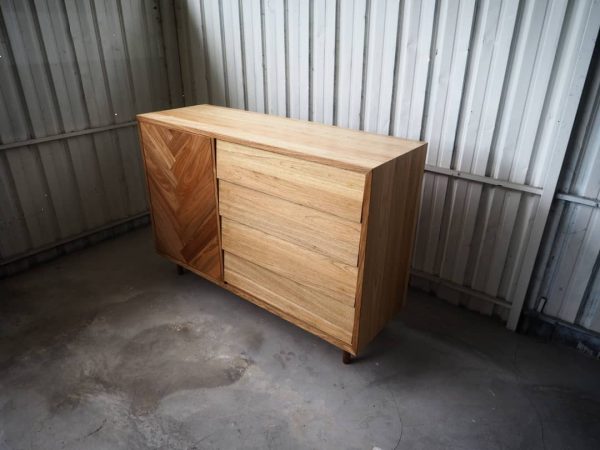 Side Board with Herringbone Door Design