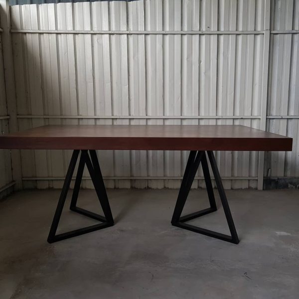 Herringbone Dining Table with Geometric Metal Legs - Image 3