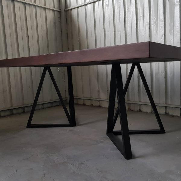 Herringbone Dining Table with Geometric Metal Legs - Image 2