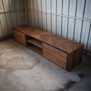 TV Console with Herringbone Top