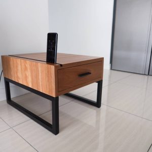 Side Table with Drawer & Cable Management Slot