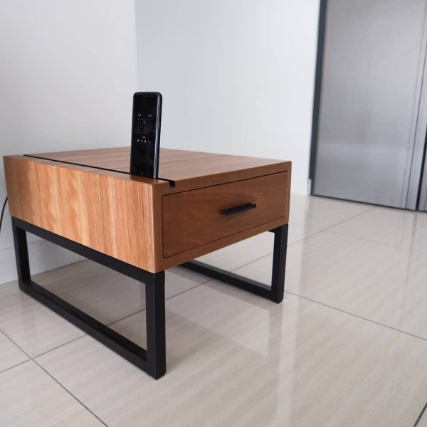 Side Table with Drawer & Cable Management Slot