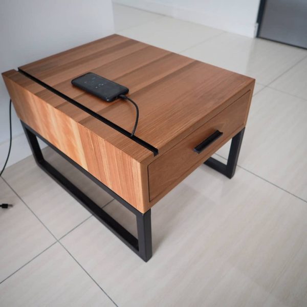 Side Table with Drawer & Cable Management Slot - Image 3