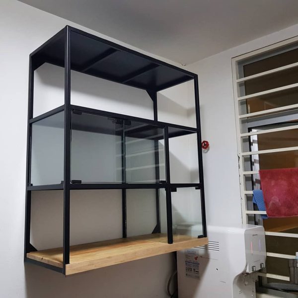 Wall-Mounted Kitchen Shelf with Glass Sliding Doors - Image 6