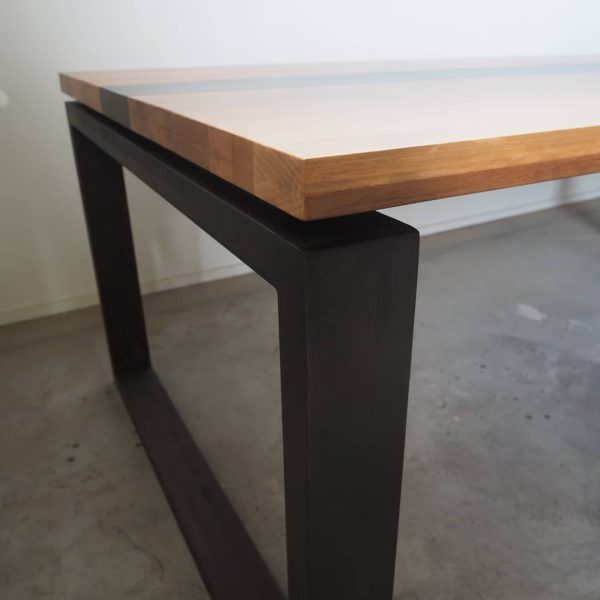Dining Table with Industrial Steel Base - Image 5