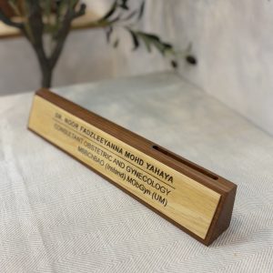 Wooden Desk Signage with Card Holder
