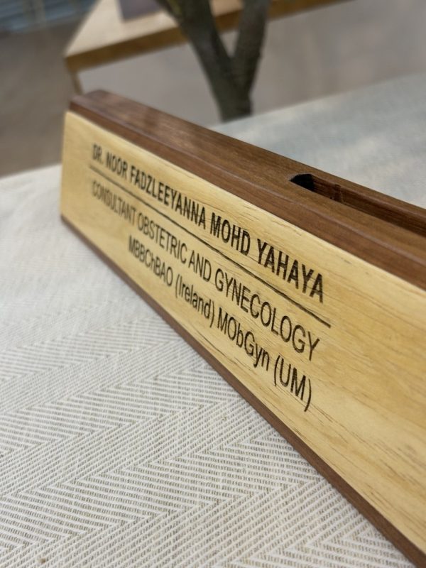 Wooden Desk Signage with Card Holder - Image 2