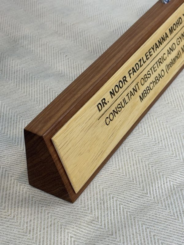 Wooden Desk Signage with Card Holder - Image 3
