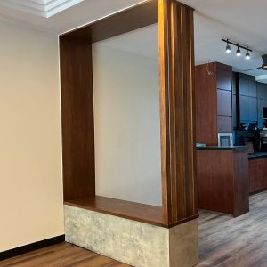 Built-in Wall Divider with Bench Seating