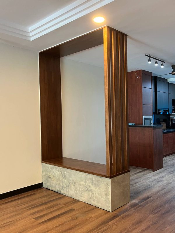 Built-in Wall Divider with Bench Seating