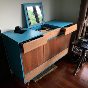 Vanity Sideboard with Mirror & Hidden Storage
