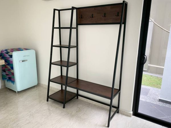 Entryway Rack with Bench and Shelving