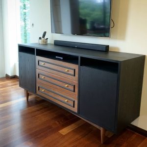TV Console with Drawers and Open Shelving