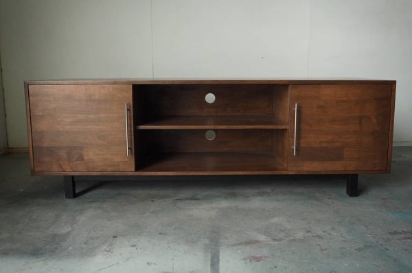 TV Console with Open Shelf & Storage Cabinets