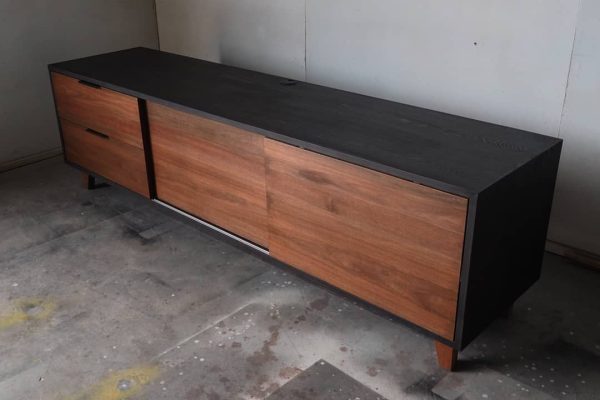 TV Console with Sliding Doors