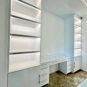 Built-ins Vanity Table with Shelves
