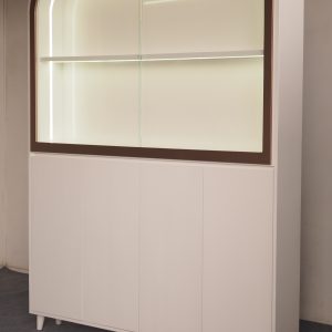 Display Cabinet with Curved Top & Concealed Storage