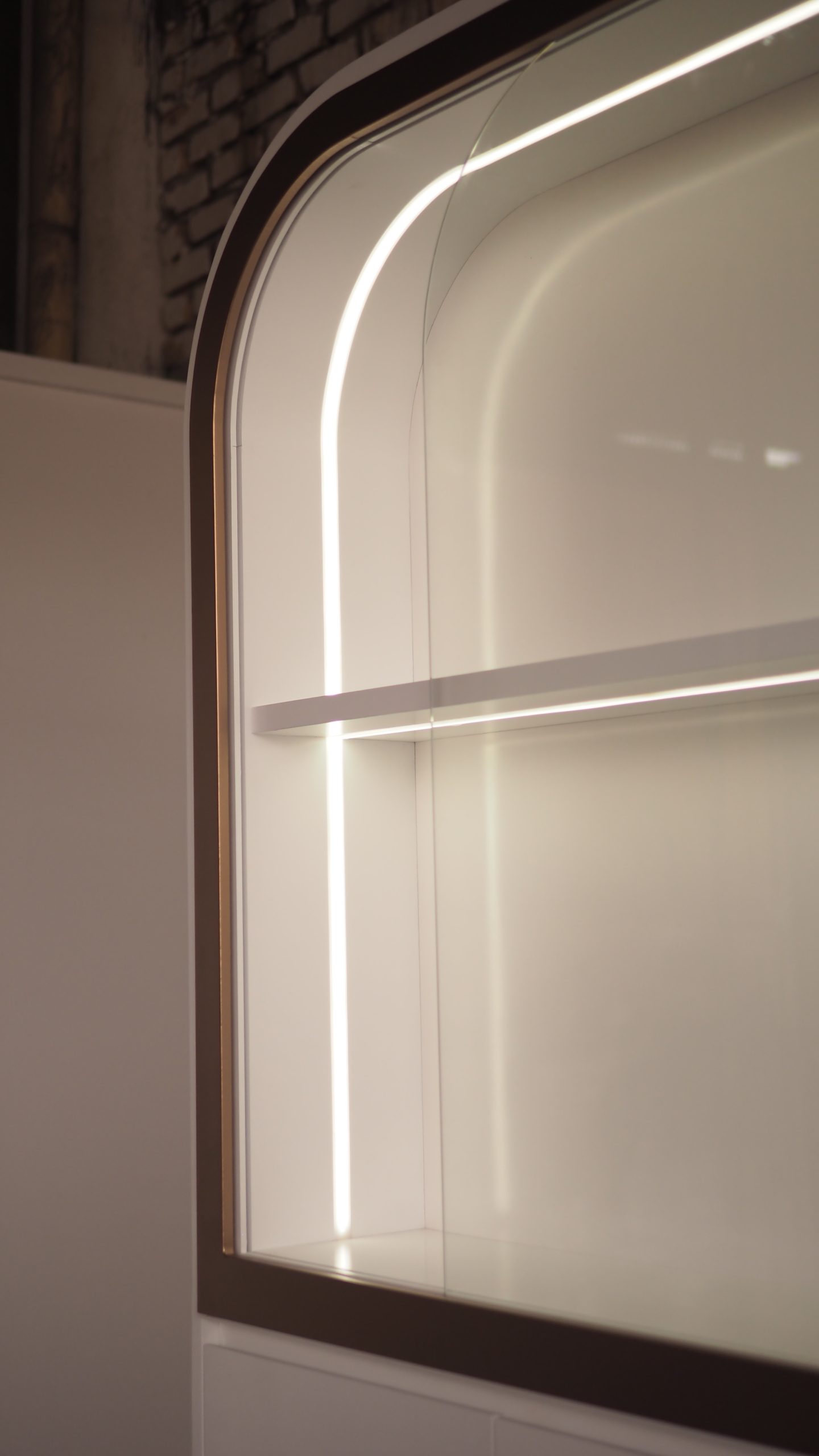 Display Cabinet with Curved Top & Concealed Storage - Image 5